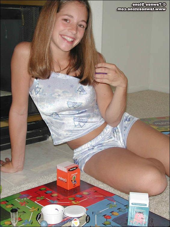 16P Brunette teen tawnee stone strips by the fireplace