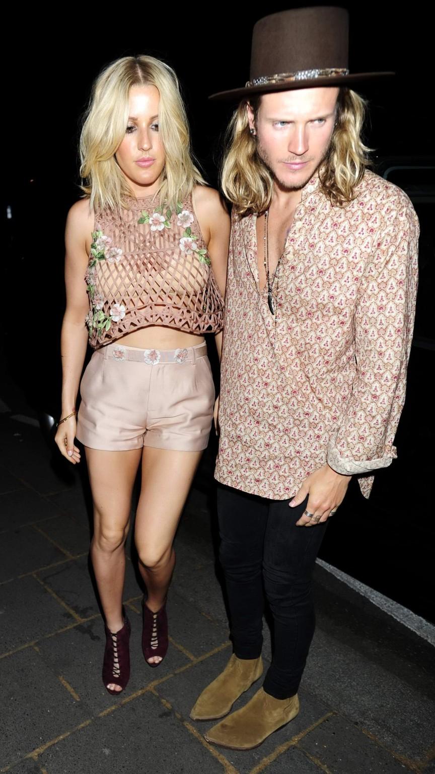 16P Ellie Goulding leggy  see through to bra out in London