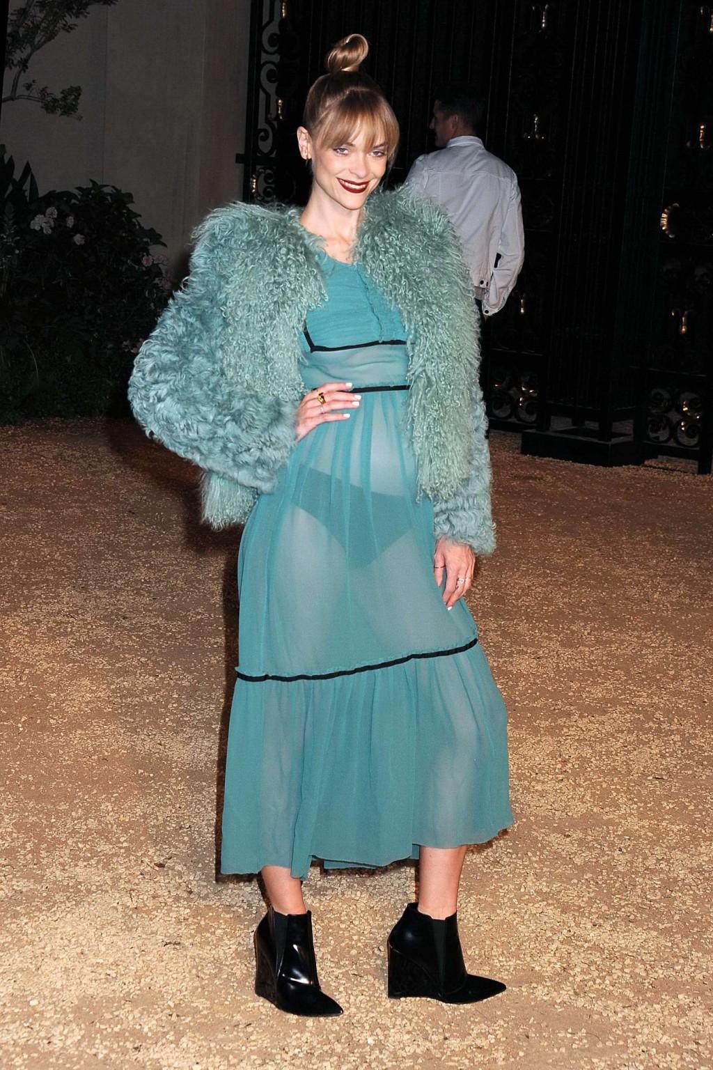 16P Jaime King pregnant and see through to panties and underboobs at Burberry London