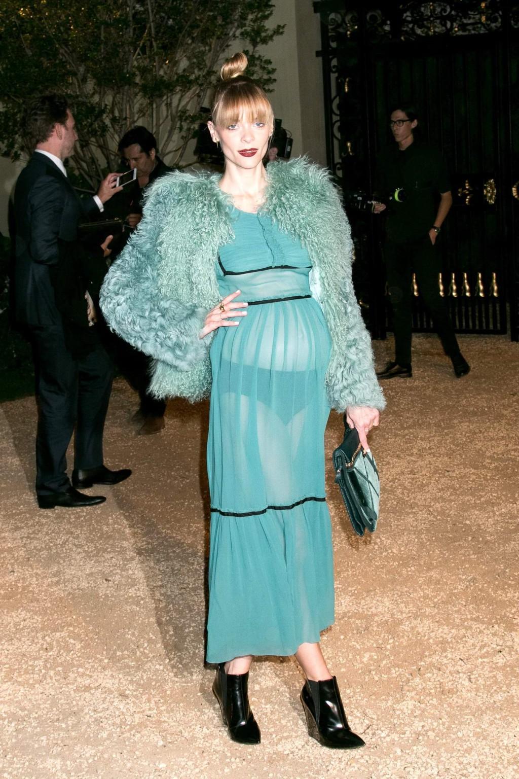 16P Jaime King pregnant and see through to panties and underboobs at Burberry London