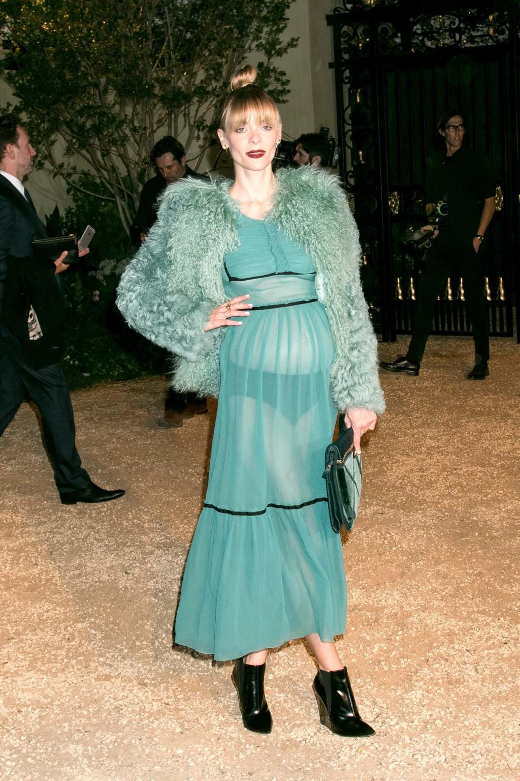 16P Jaime King pregnant and see through to panties and underboobs at Burberry London