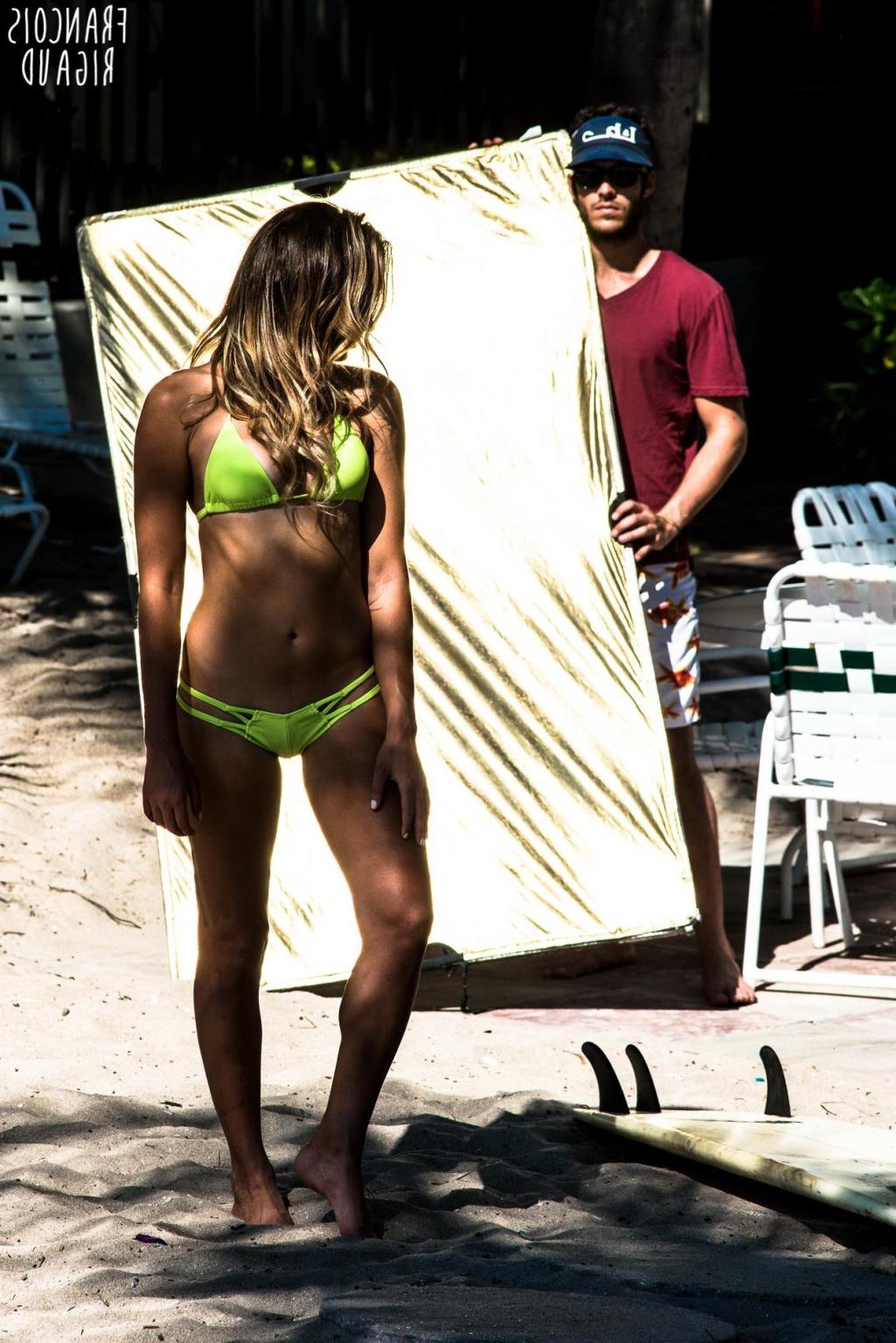 16P Anastasia Ashley showing off her boob and bare ass while changing bikinis at the