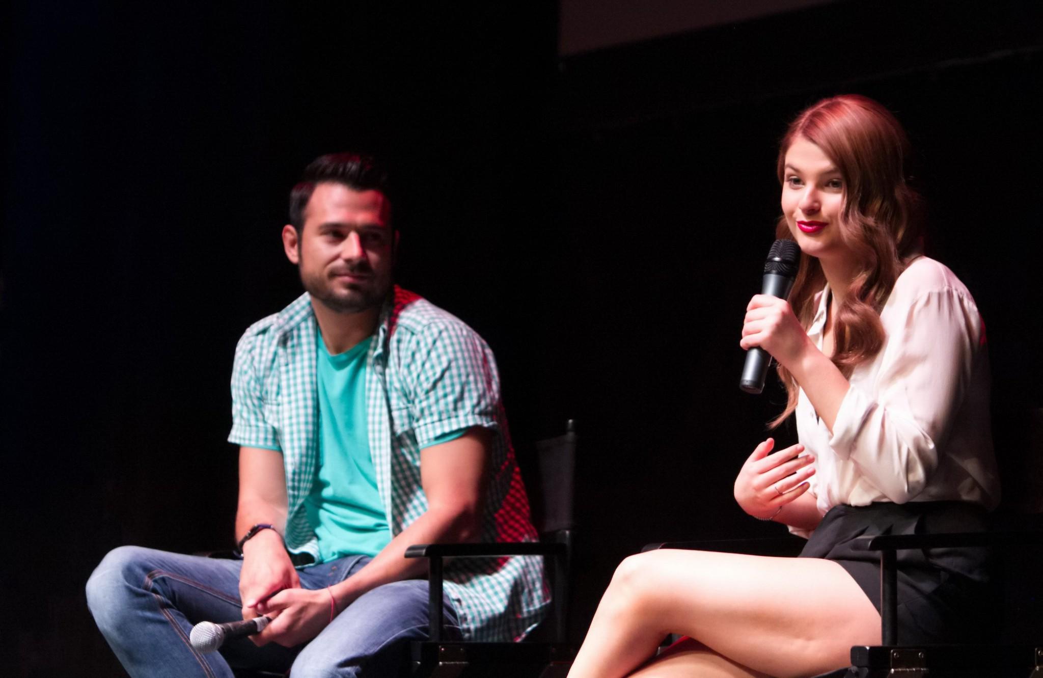 16P Stefanie Scott upskirt and bra peek at Insidious Chapter 3 Trailer Launch Event 