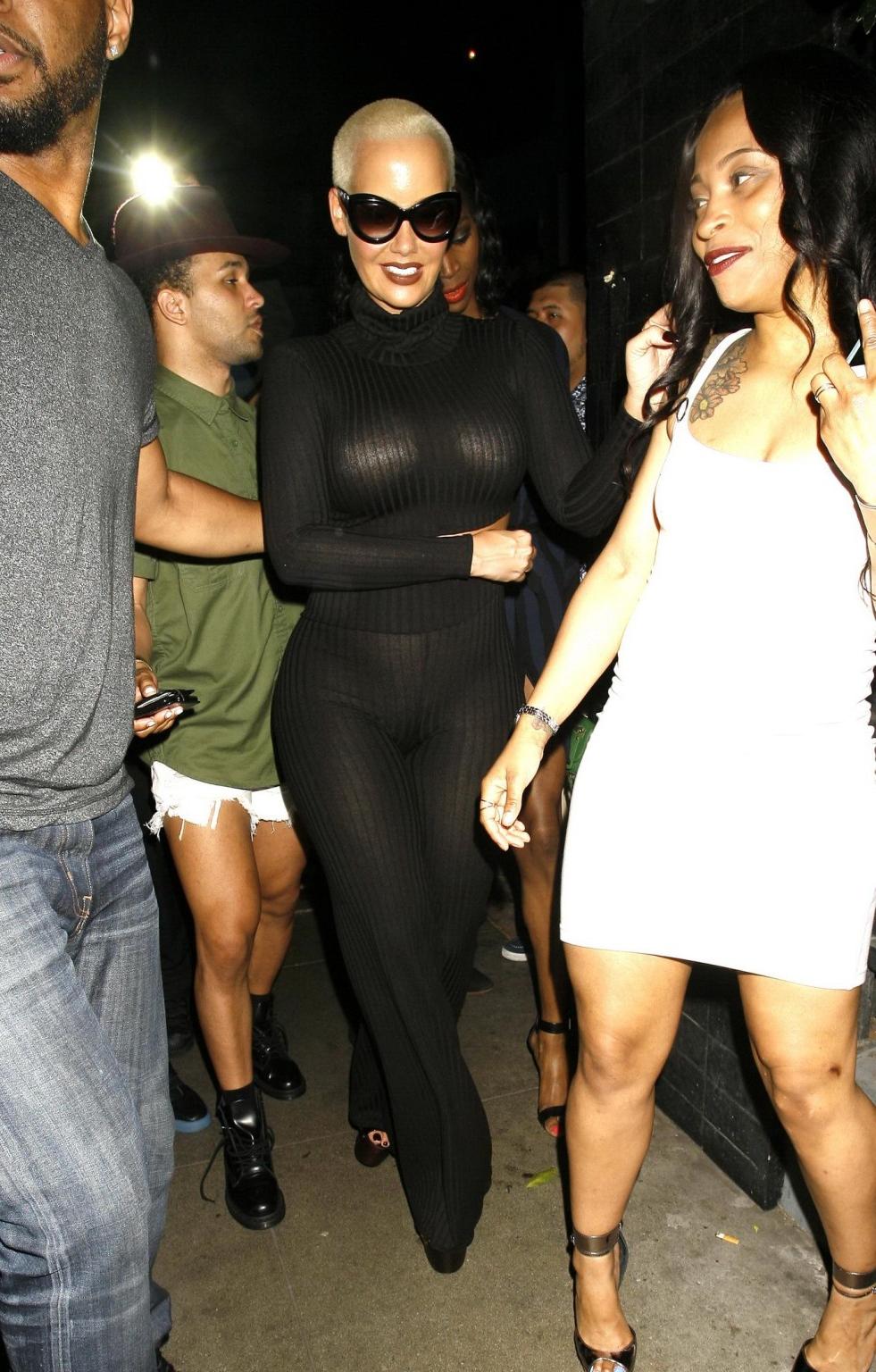 16P Amber Rose see through to bra leaving the Emerson club in Hollywood