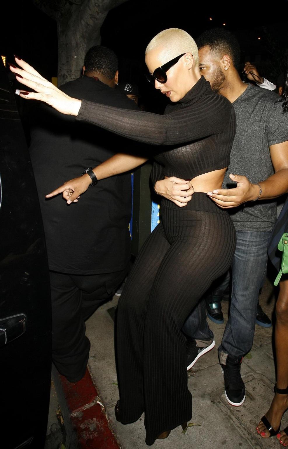 16P Amber Rose see through to bra leaving the Emerson club in Hollywood