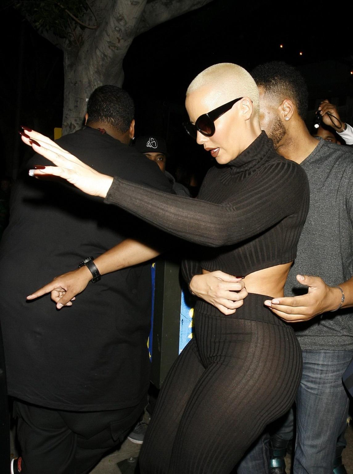 16P Amber Rose see through to bra leaving the Emerson club in Hollywood