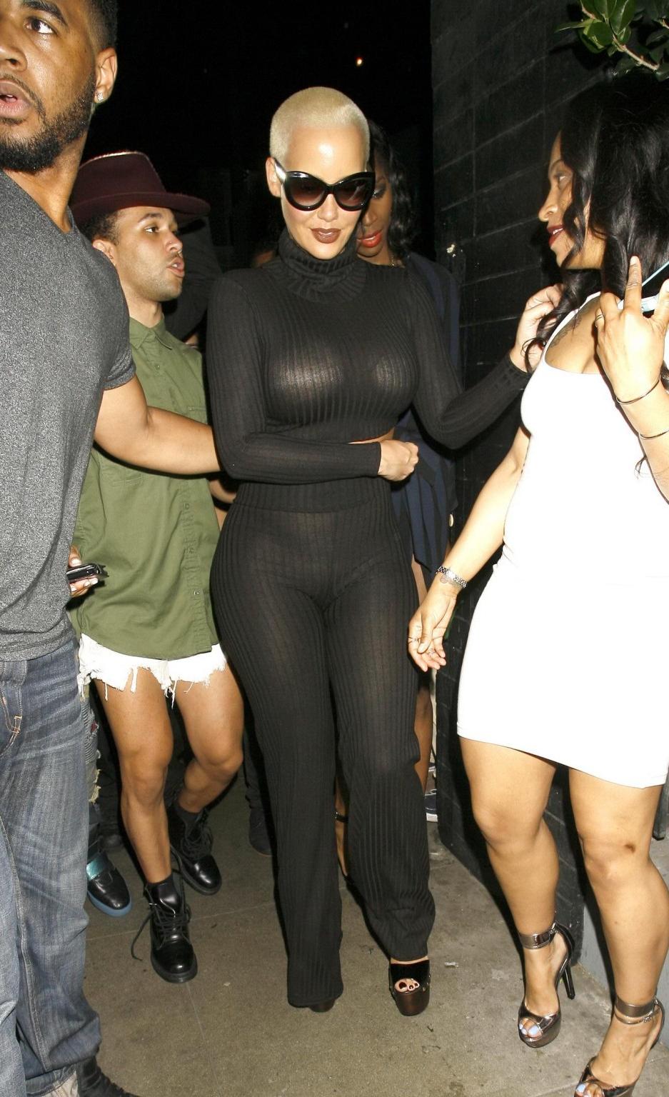 16P Amber Rose see through to bra leaving the Emerson club in Hollywood