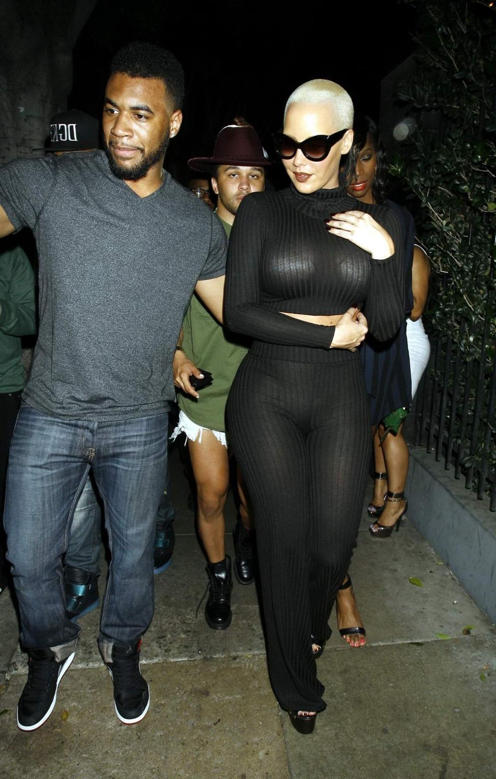 16P Amber Rose see through to bra leaving the Emerson club in Hollywood