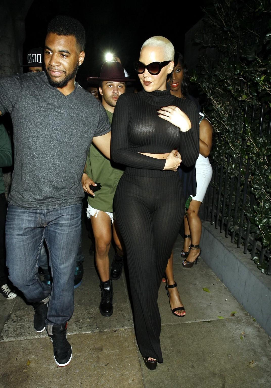 16P Amber Rose see through to bra leaving the Emerson club in Hollywood