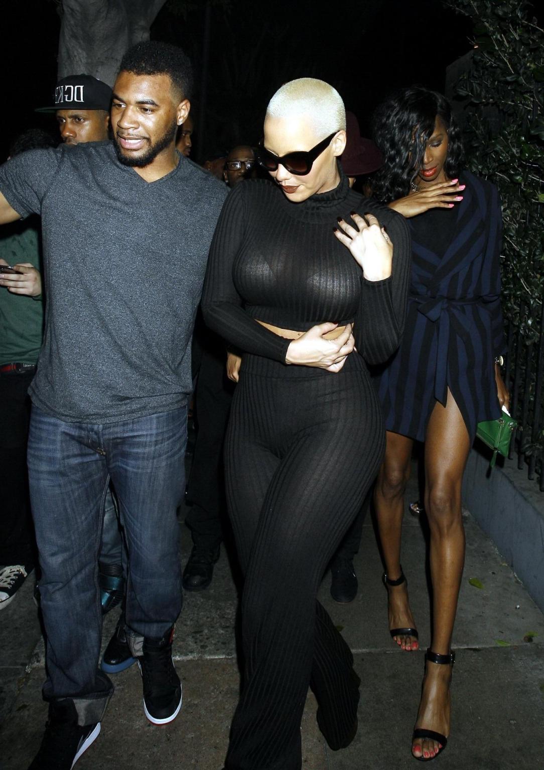 16P Amber Rose see through to bra leaving the Emerson club in Hollywood