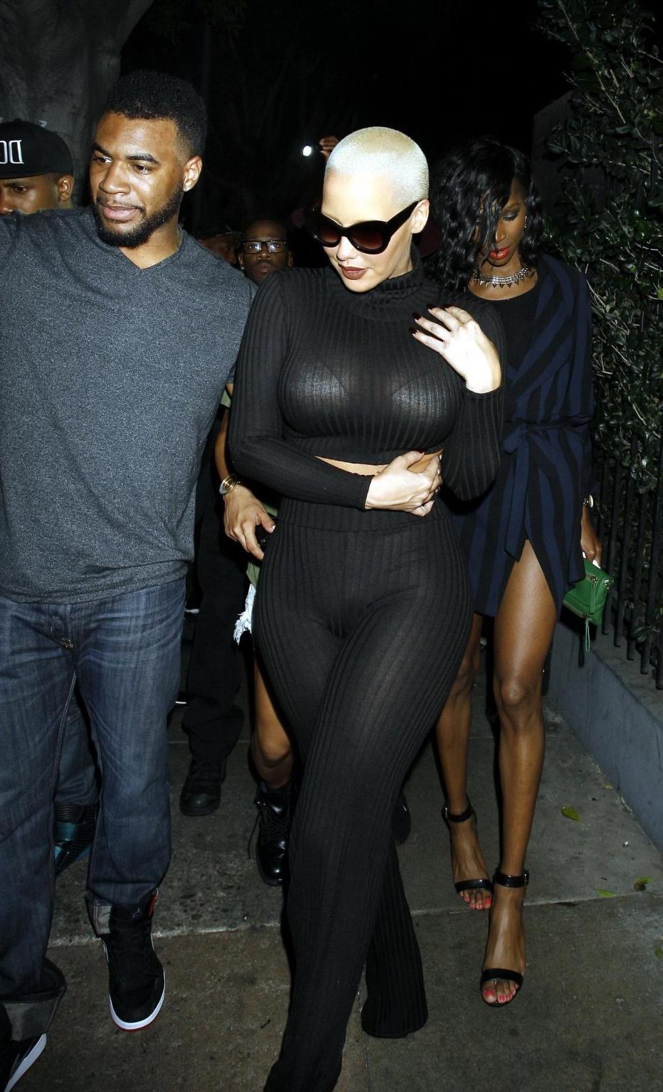 16P Amber Rose see through to bra leaving the Emerson club in Hollywood
