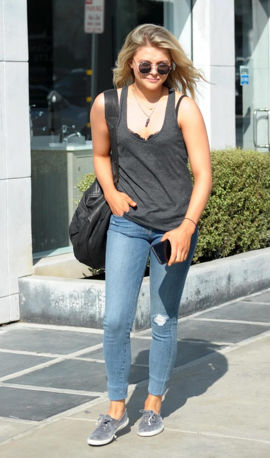 16P Chloe Moretz bra peek out in West Hollywood