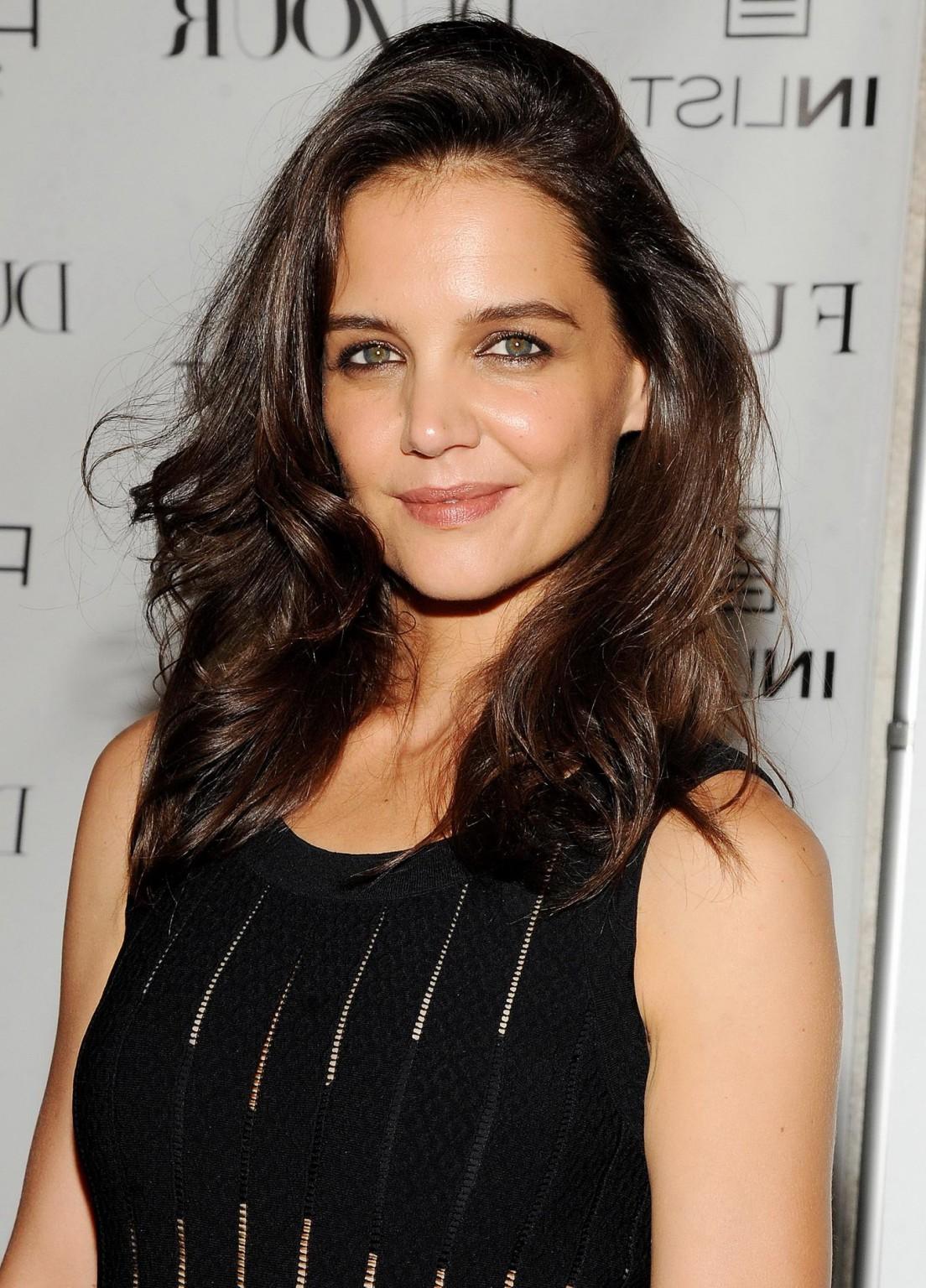 16P Katie Holmes see through to bra at DuJour Mag Fall Cover Party in New York City