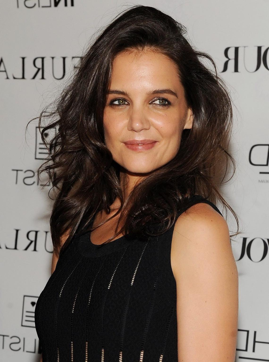 16P Katie Holmes see through to bra at DuJour Mag Fall Cover Party in New York City