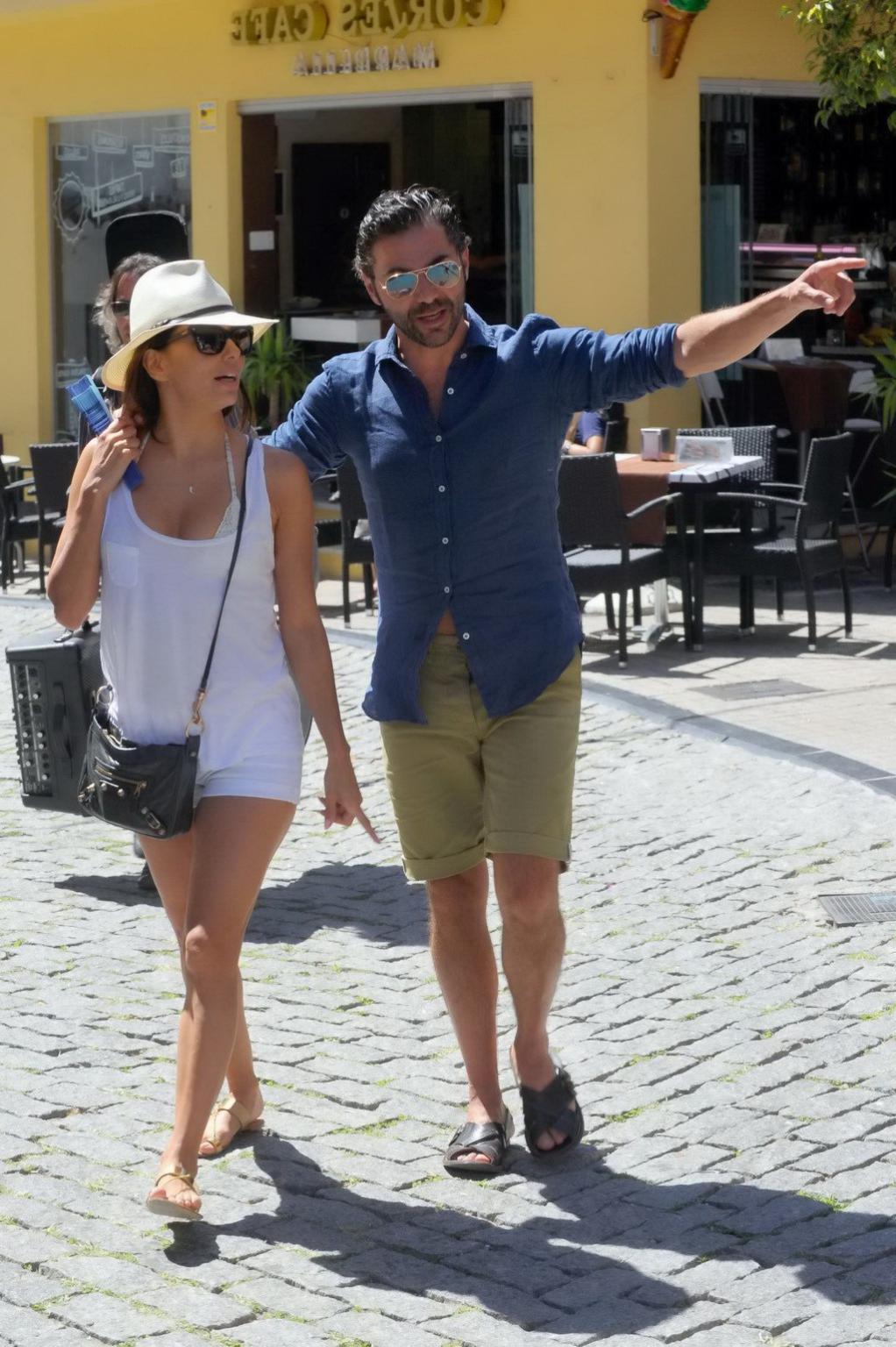 16P Eva Longoria seethru to bra and leggy while shopping in Marbella