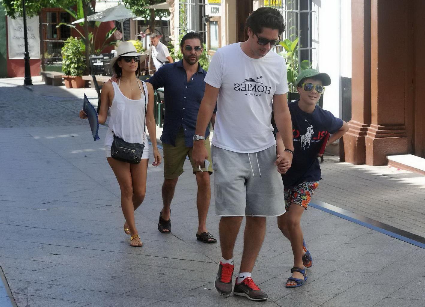 16P Eva Longoria seethru to bra and leggy while shopping in Marbella