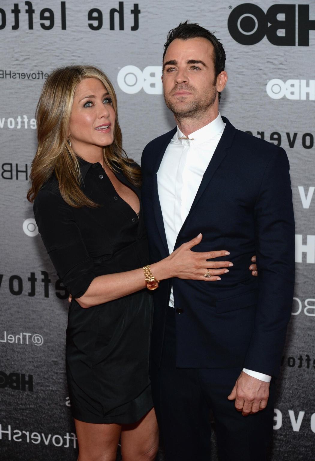 16P Jennifer Aniston cleavy and bra peek at The Leftovers premiere in NYC