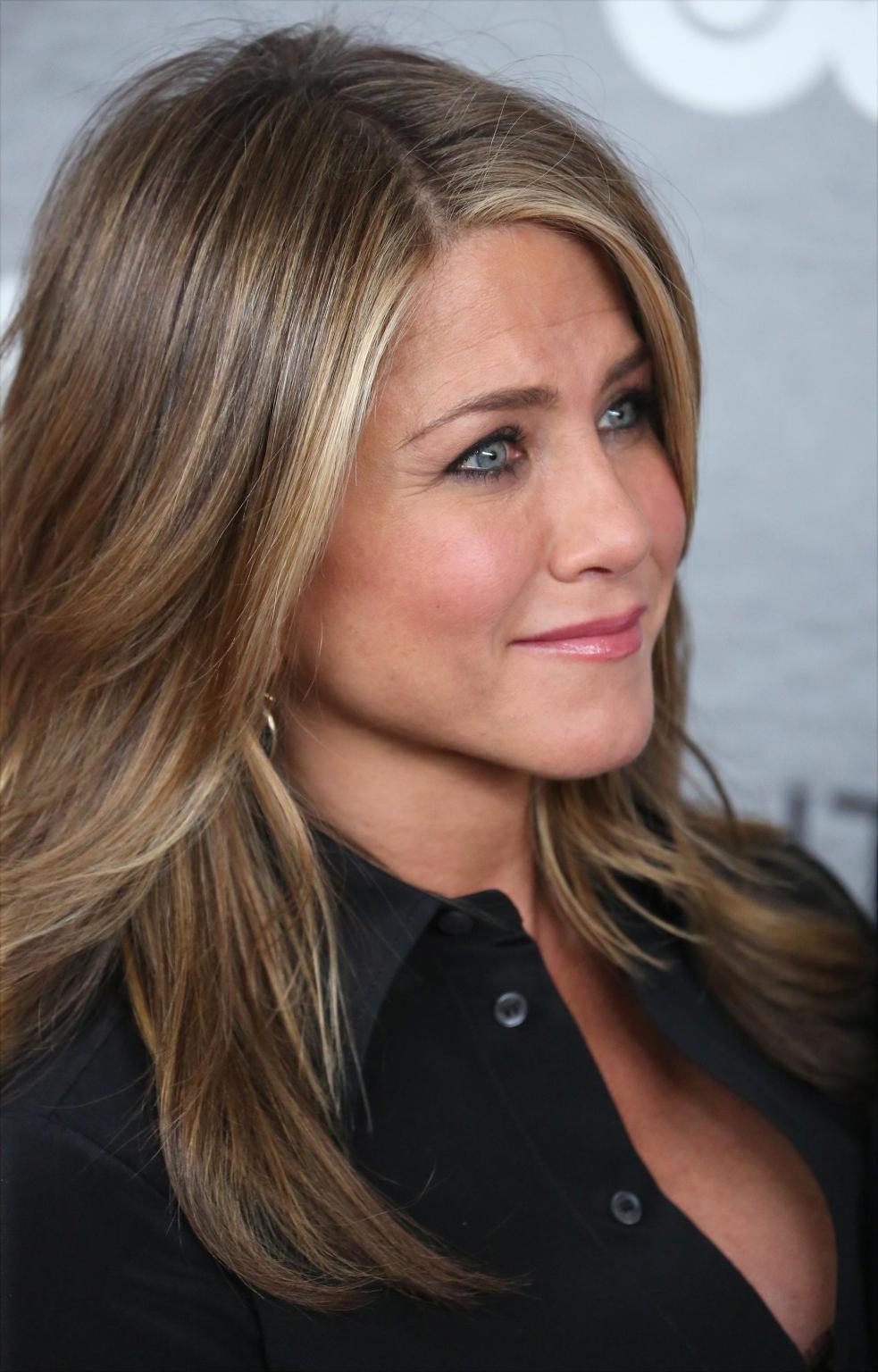 16P Jennifer Aniston cleavy and bra peek at The Leftovers premiere in NYC