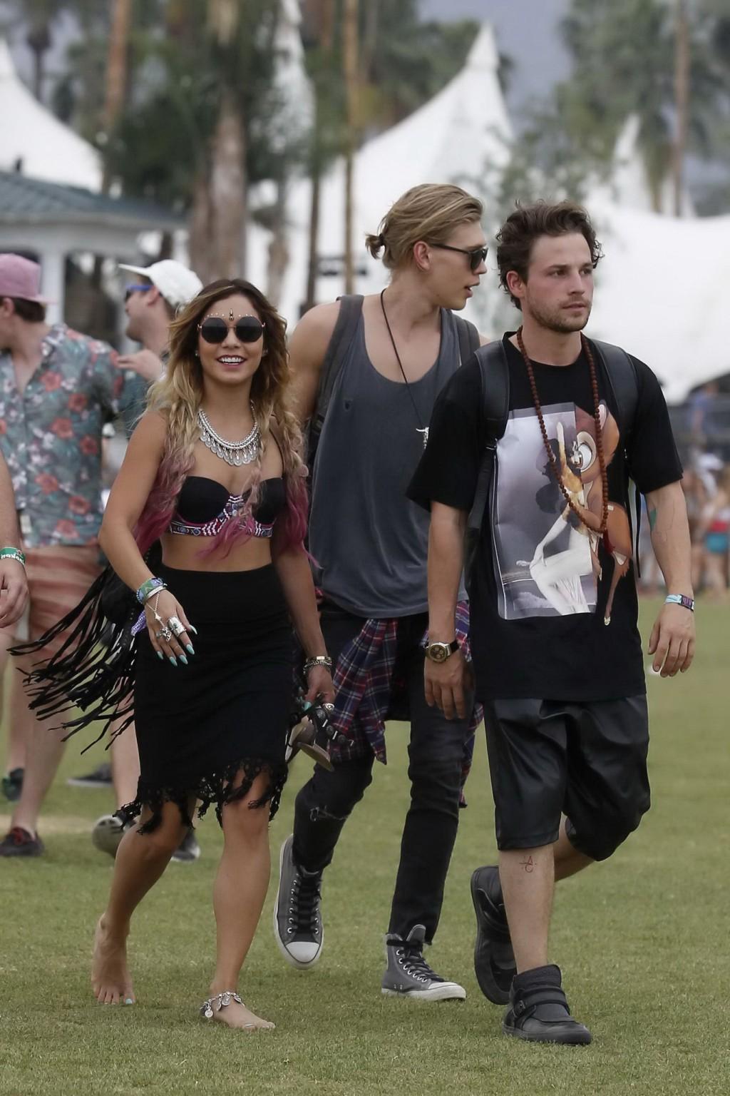 16P Vanessa Hudgens wearing hot bra and skirt at 2014 Coachella