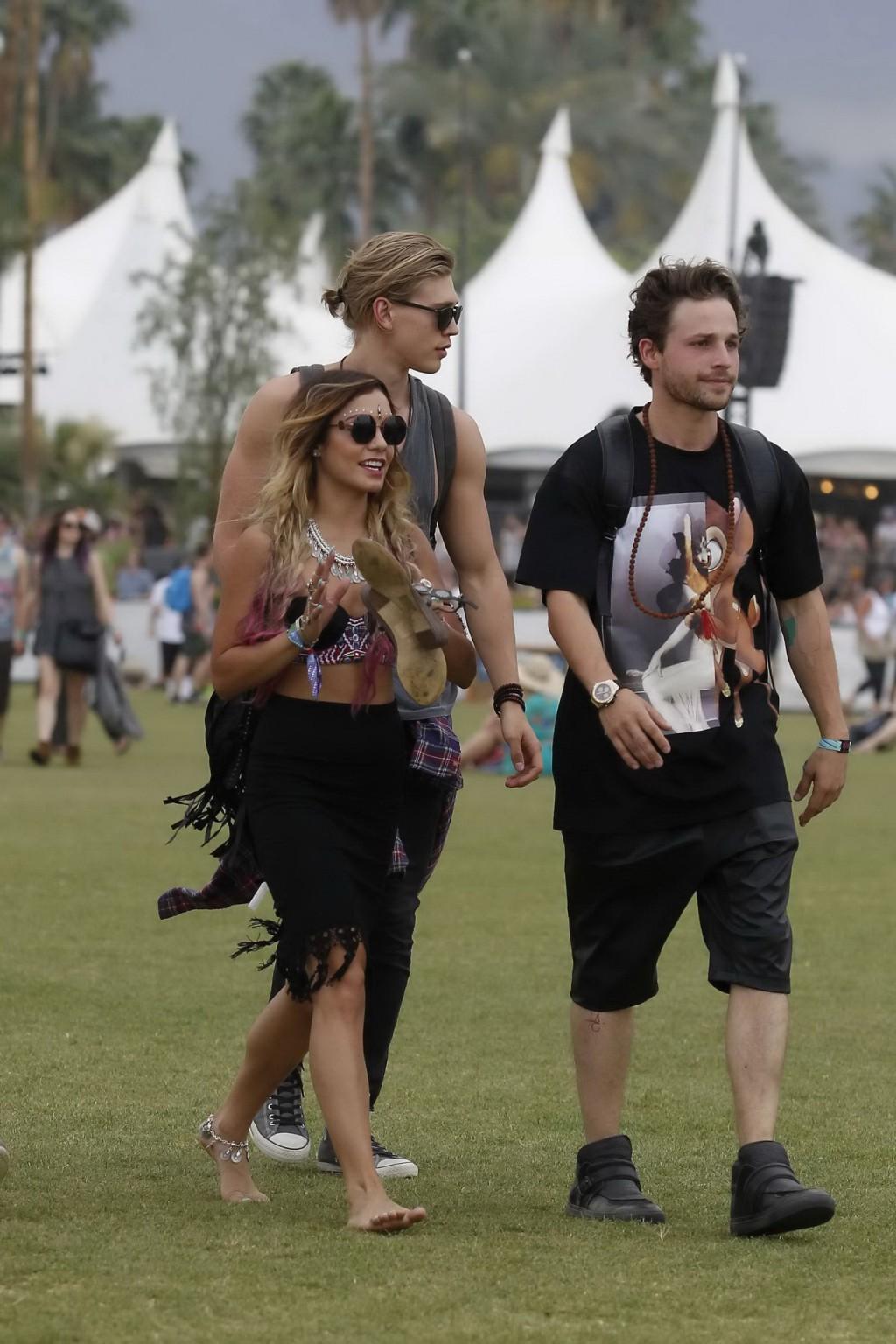16P Vanessa Hudgens wearing hot bra and skirt at 2014 Coachella