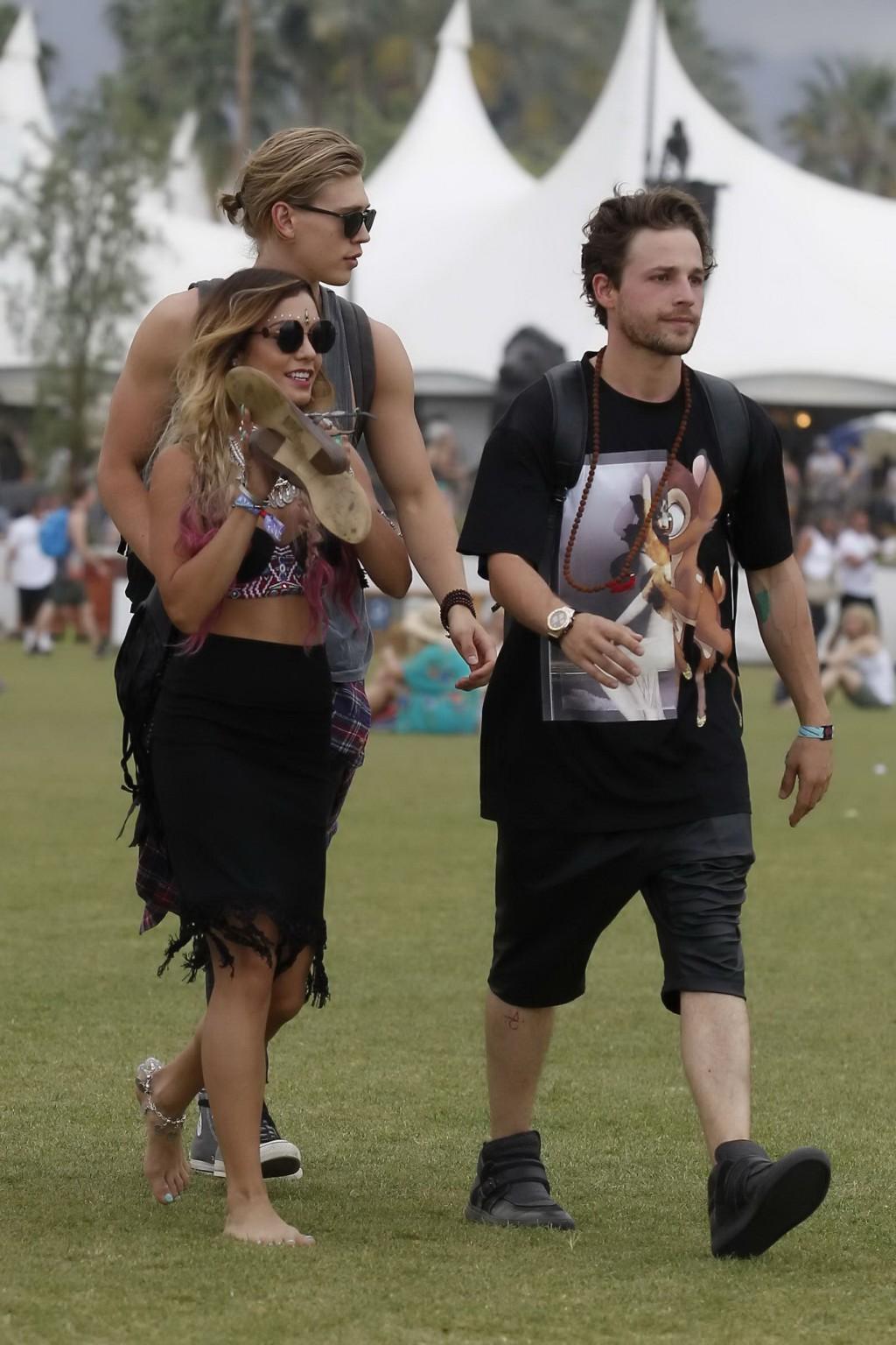 16P Vanessa Hudgens wearing hot bra and skirt at 2014 Coachella