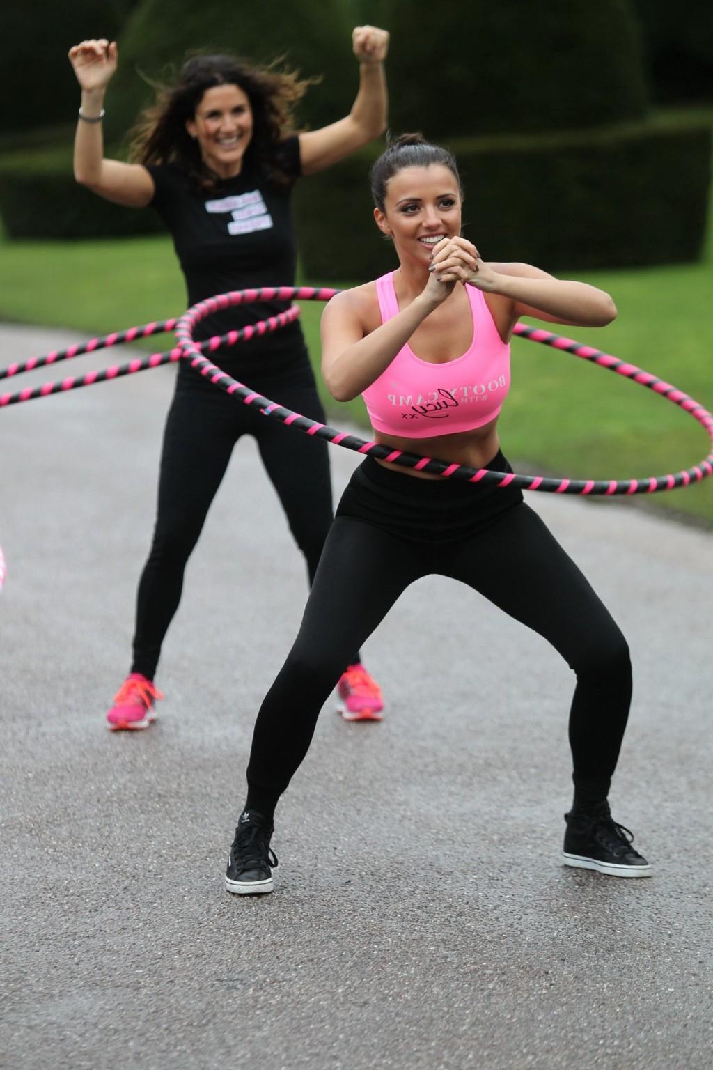 16P Lucy Mecklenburgh in sports bra  tights hosting a three day 'Booty Camp' at Cond