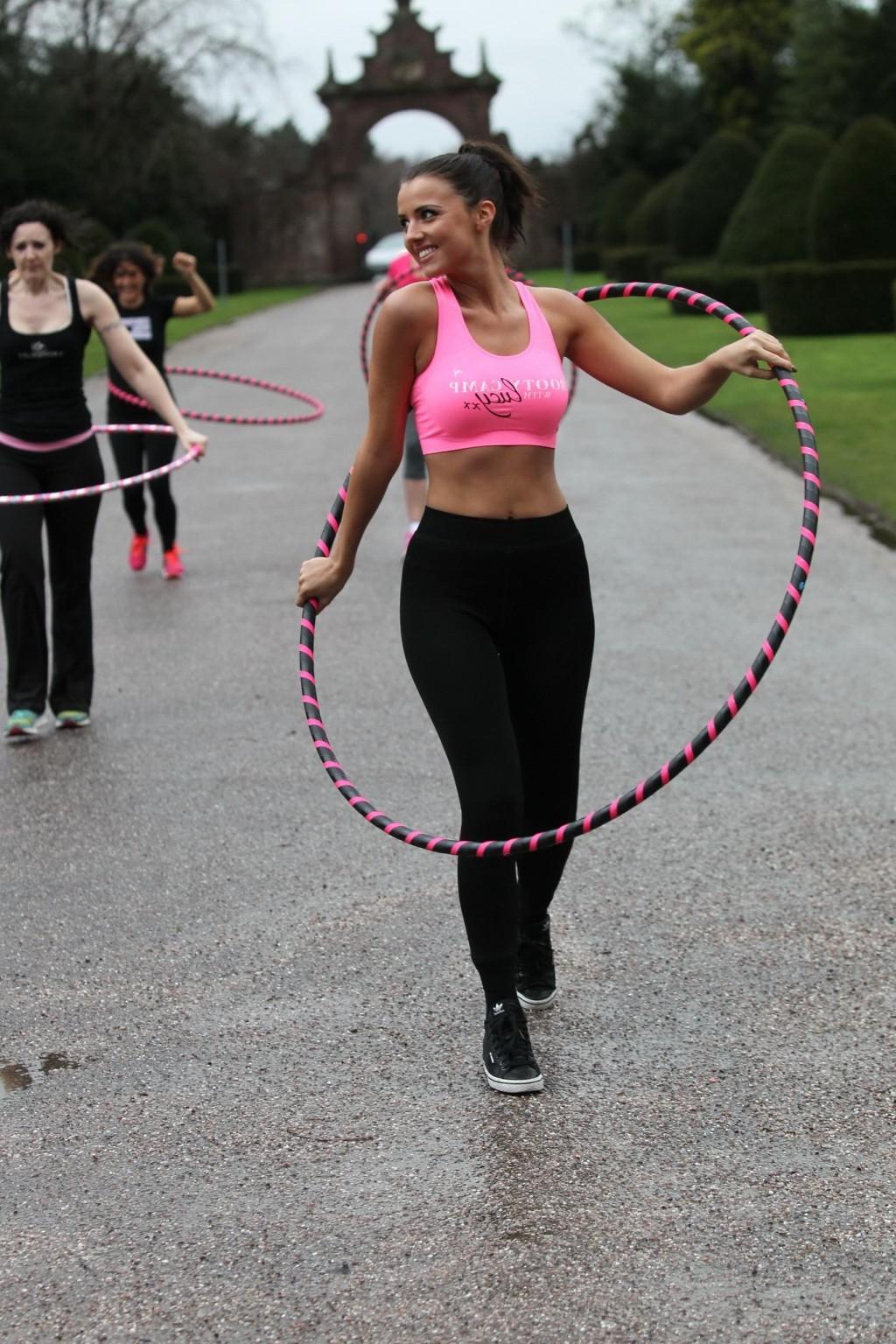 16P Lucy Mecklenburgh in sports bra  tights hosting a three day 'Booty Camp' at Cond