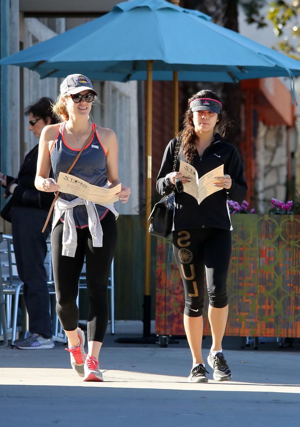 16P Vanessa Hudgens wearing sports bra and leggings out for a hike in Los Angeles
