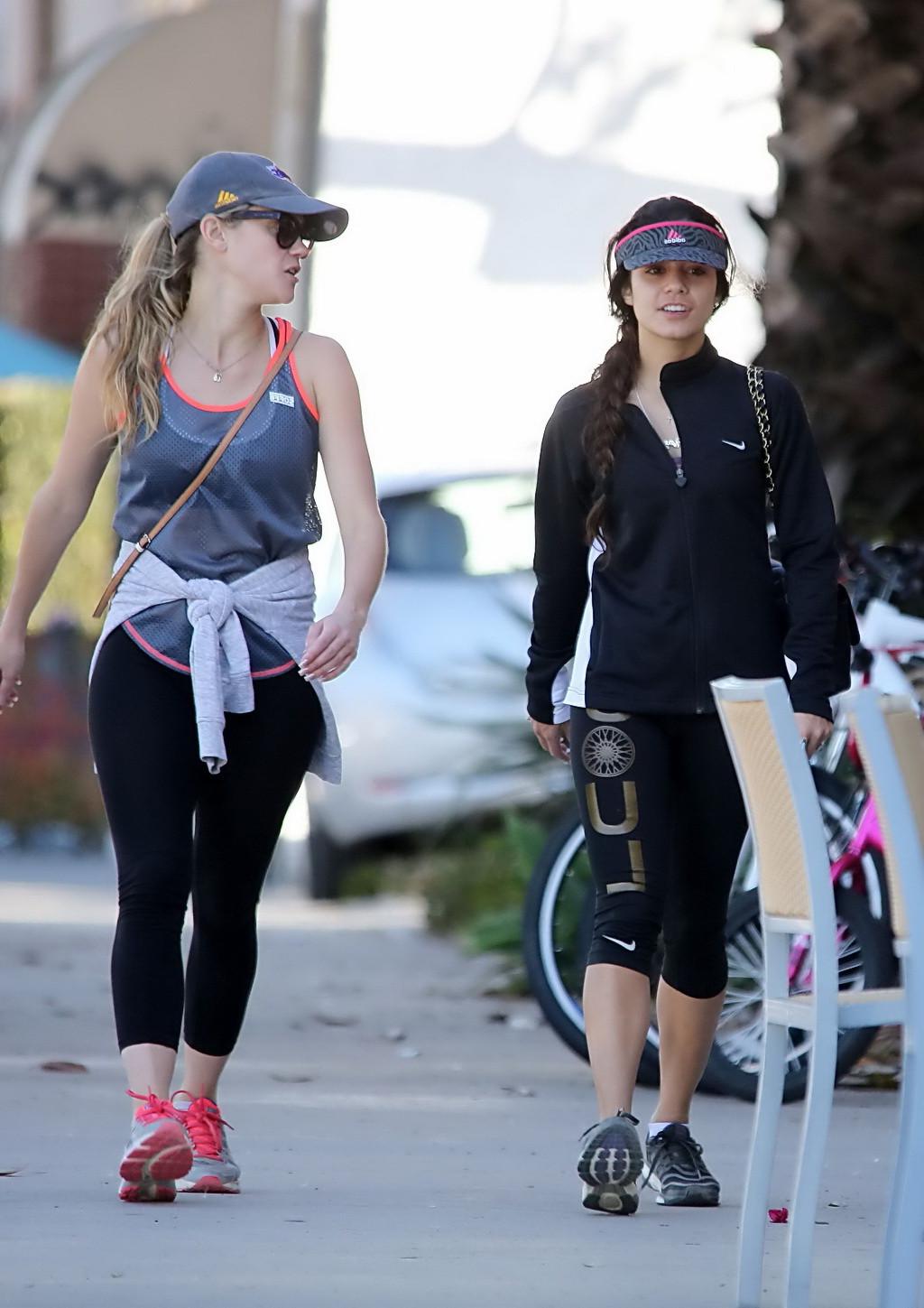 16P Vanessa Hudgens wearing sports bra and leggings out for a hike in Los Angeles