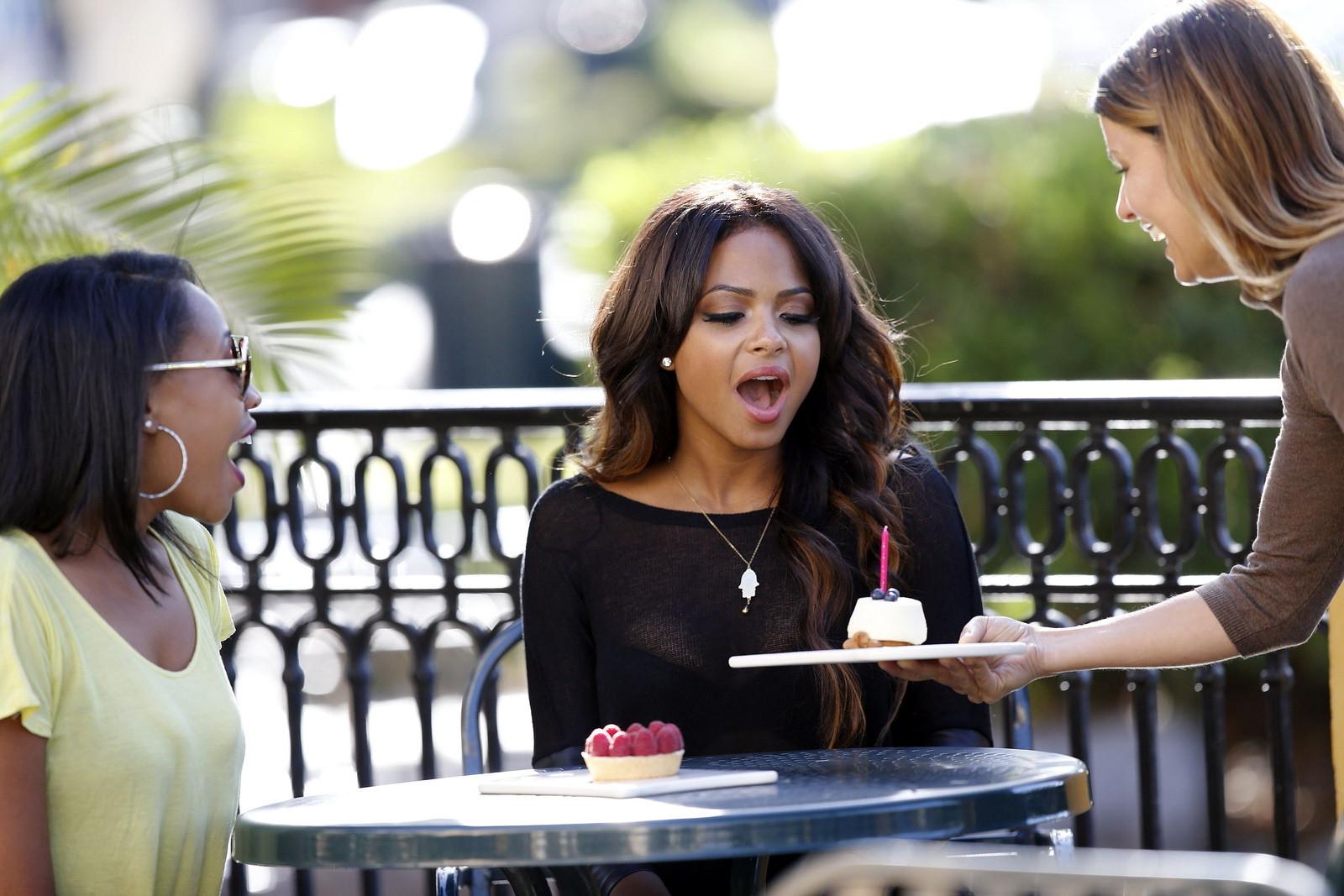 16P Christina Milian wearing hotpants  see through to bra at the Commons in Calabasa