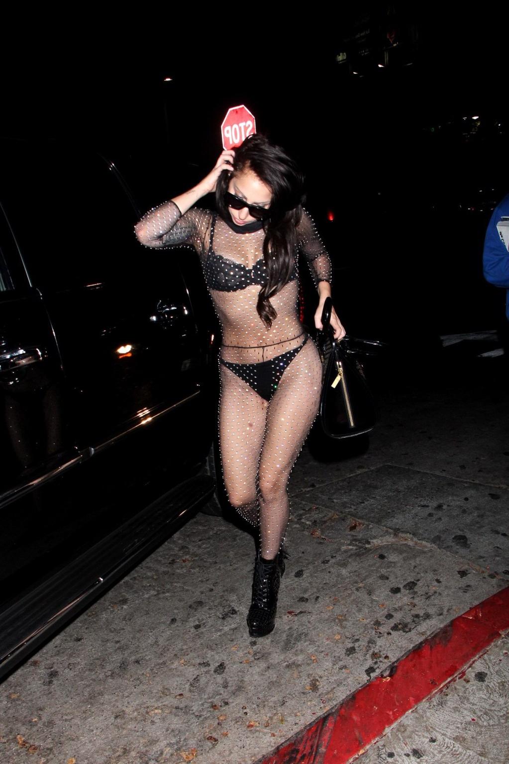 16P Lady Gaga see through to bra  thong at the Chateau Marmont in Hollywood