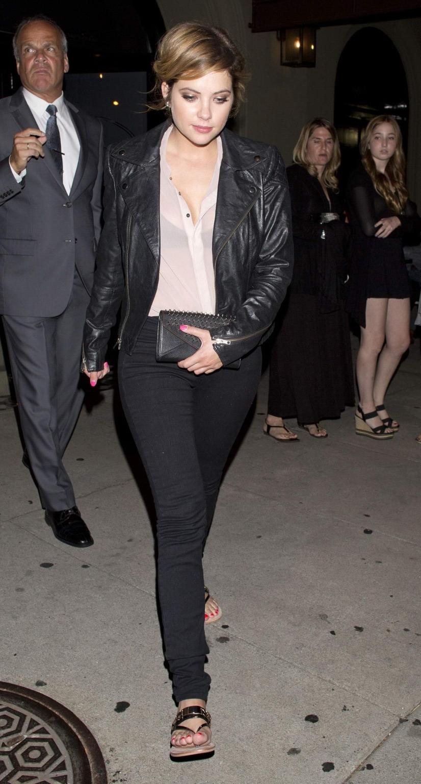 16P Ashley Benson see through to bra outside Craigs Restaurant in West Hollywood
