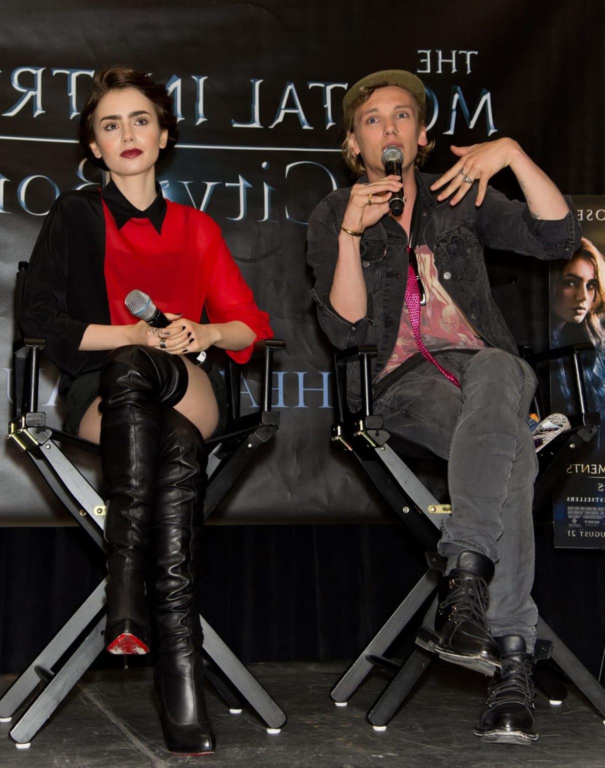 16P Lily Collins leggy and see-through to bra at The Mortal Instruments signing in P