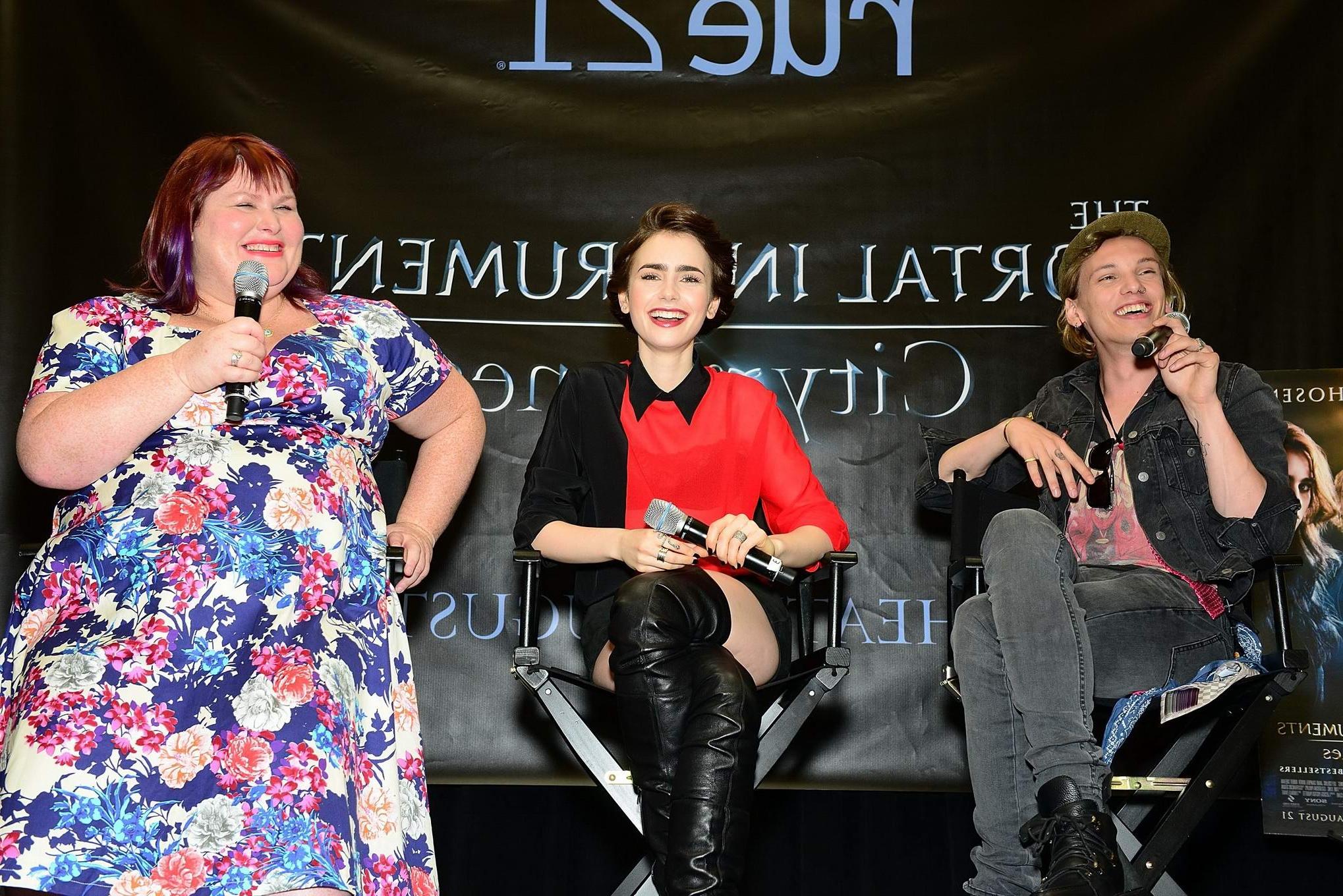 16P Lily Collins leggy and see-through to bra at The Mortal Instruments signing in P