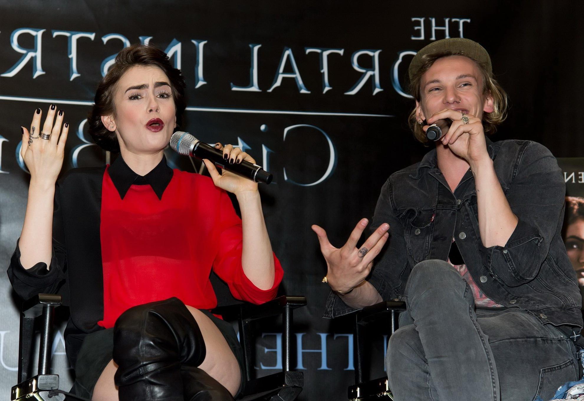 16P Lily Collins leggy and see-through to bra at The Mortal Instruments signing in P