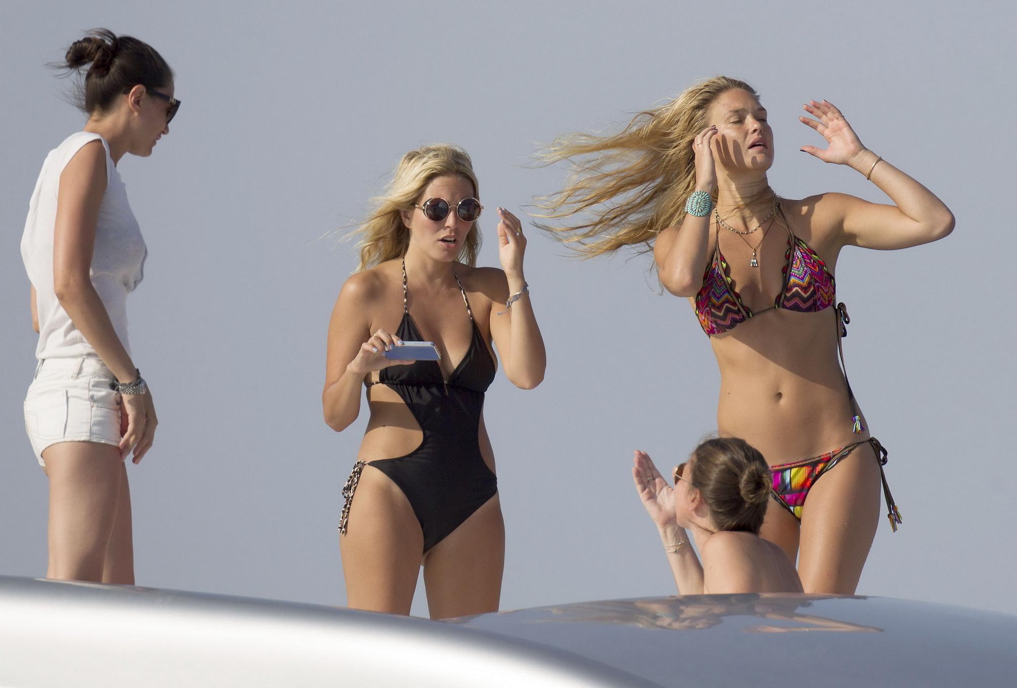 16P Bar Refaeli wearing colorful string bikini at the yacht in Ibiza
