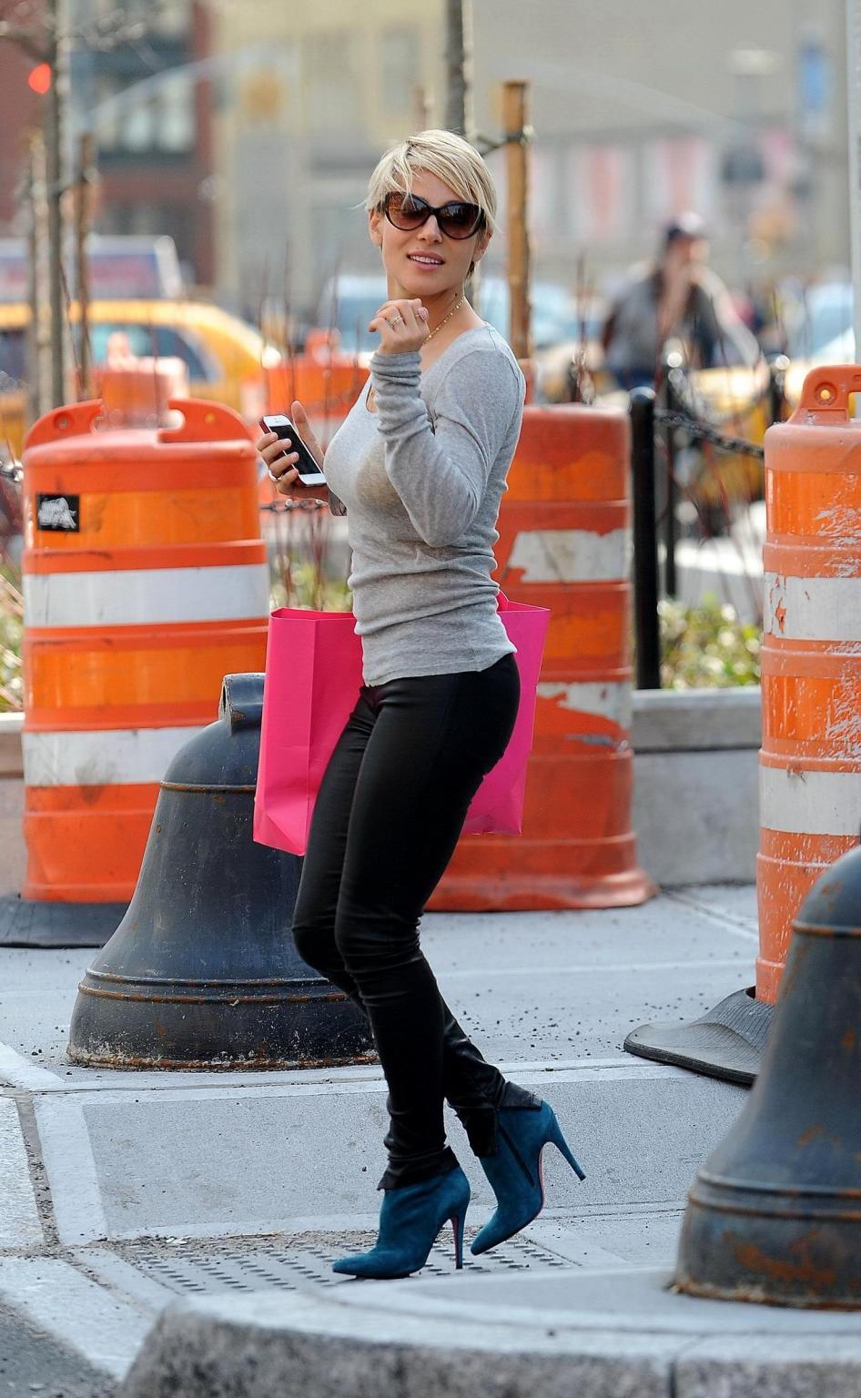 16P Elsa Pataky wearing see through to bra  leather pants out in SoHo