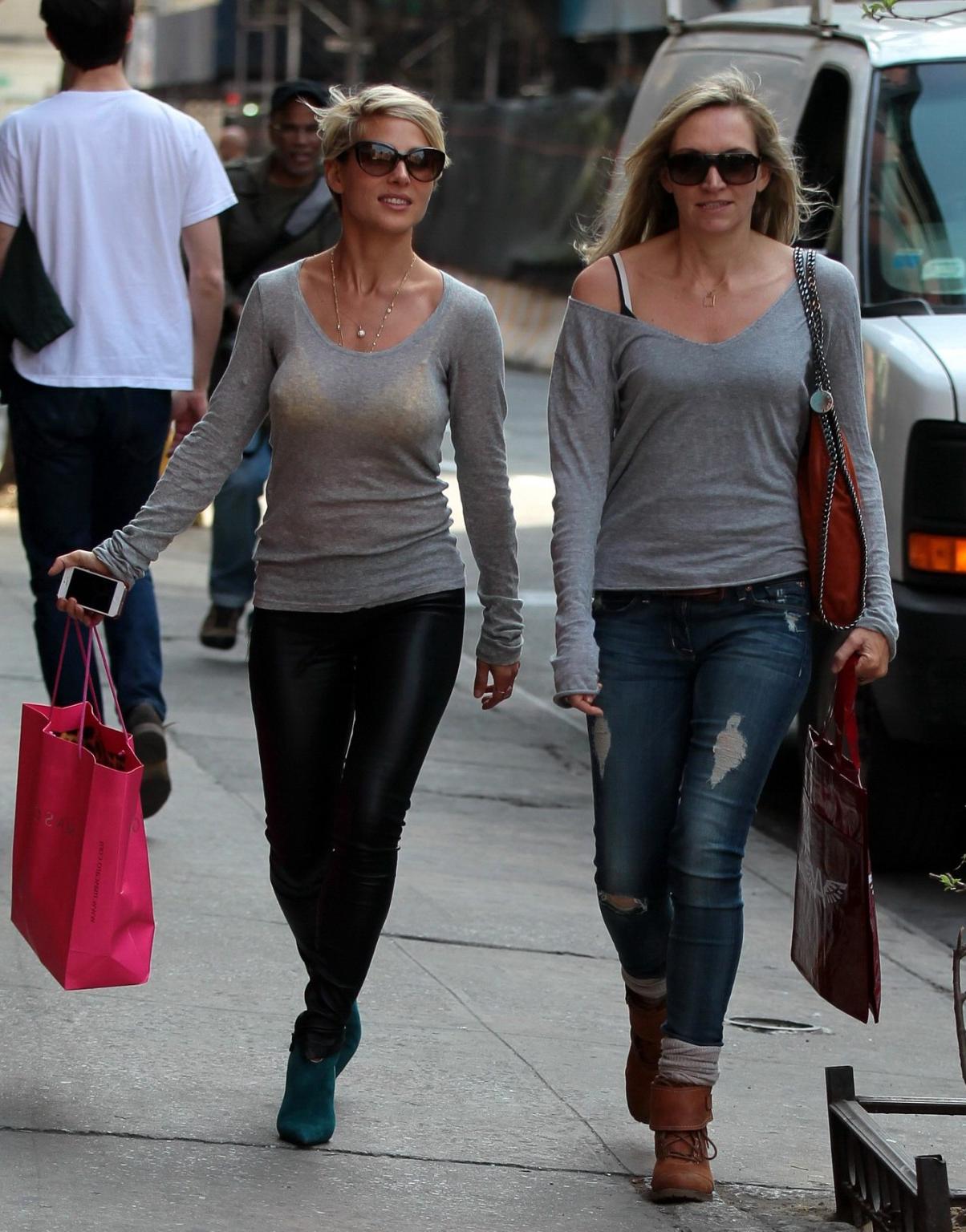 16P Elsa Pataky wearing see through to bra  leather pants out in SoHo