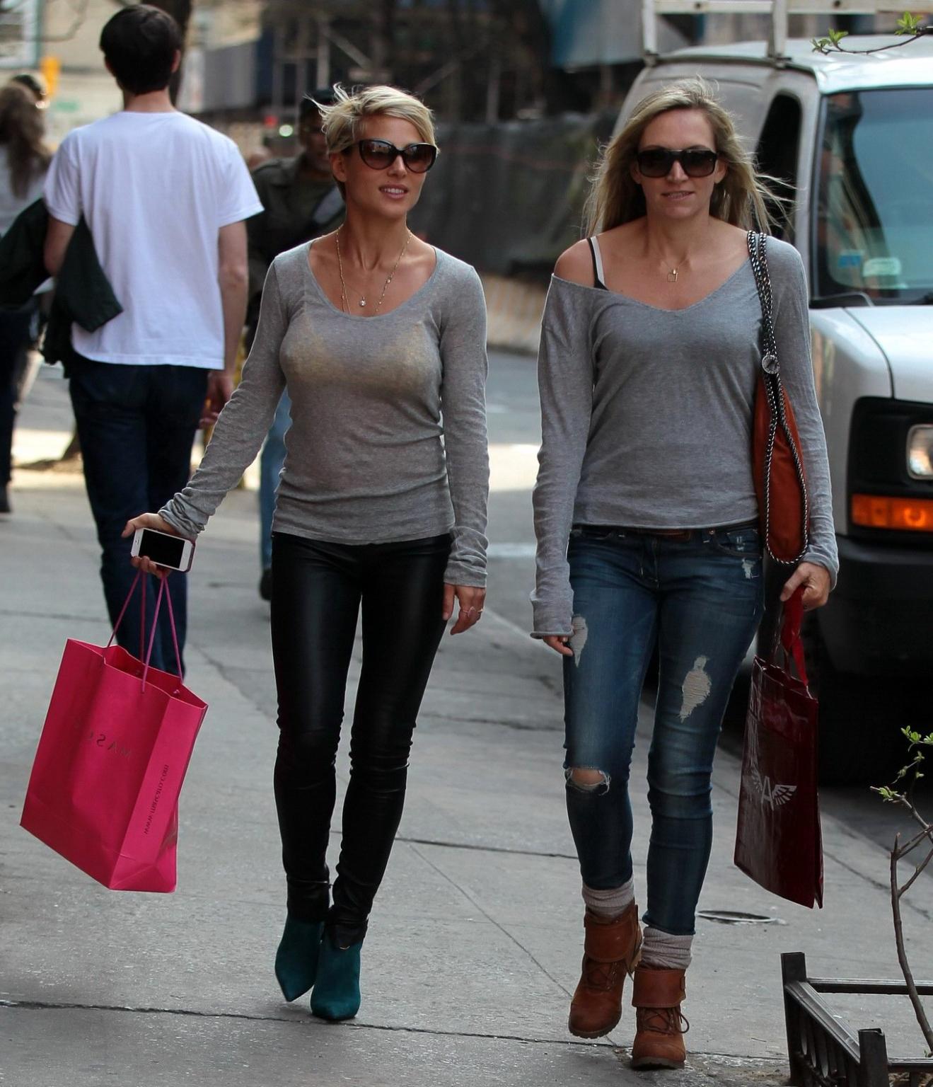 16P Elsa Pataky wearing see through to bra  leather pants out in SoHo