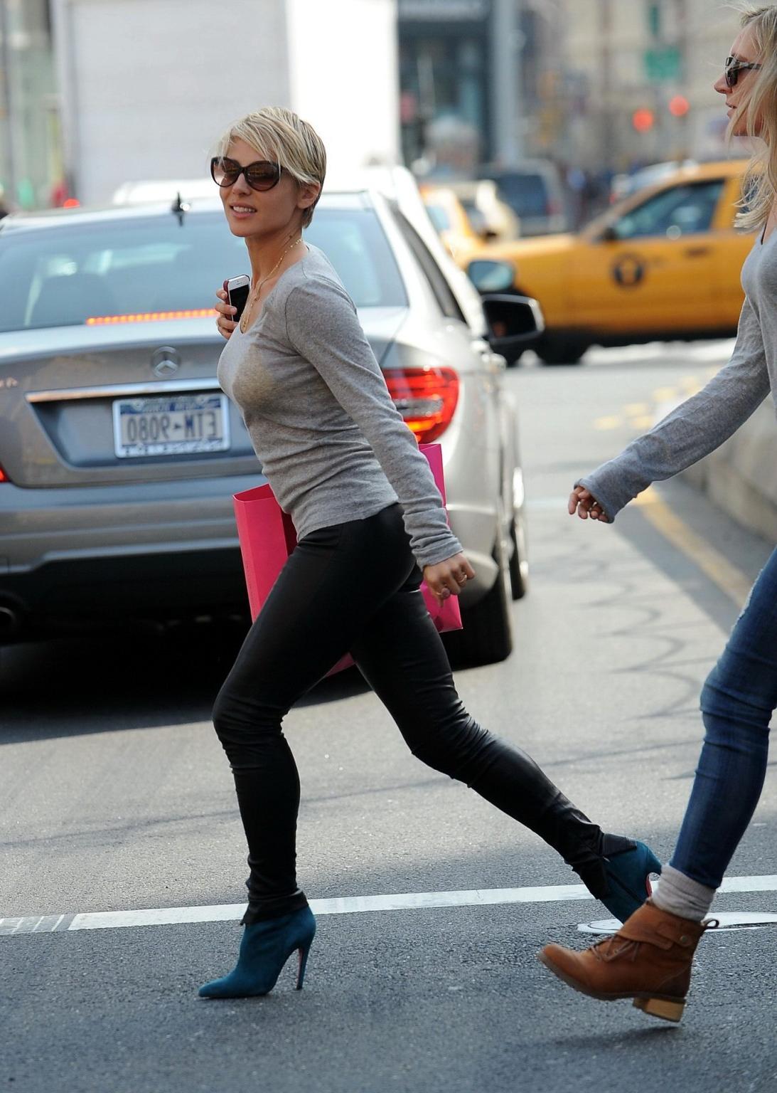 16P Elsa Pataky wearing see through to bra  leather pants out in SoHo