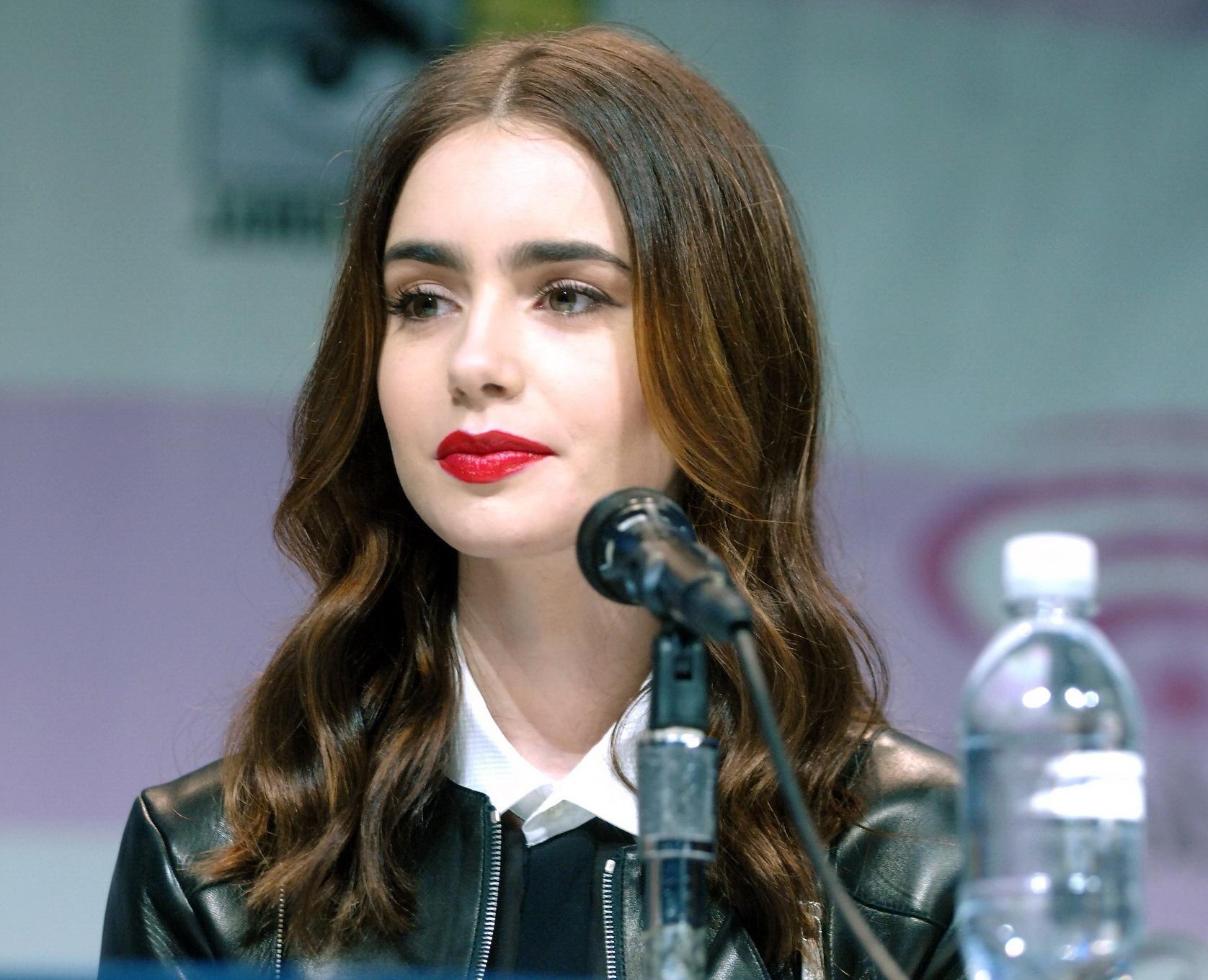 16P Lily Collins leggy and see-thru to bra at 2013 WonderCon in Anaheim and at Chane