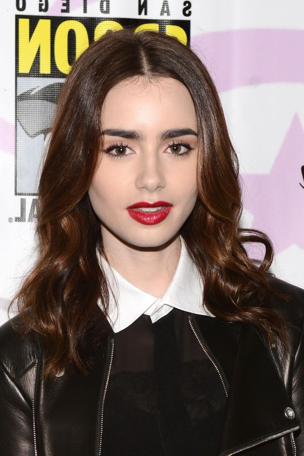 16P Lily Collins leggy and see-thru to bra at 2013 WonderCon in Anaheim and at Chane