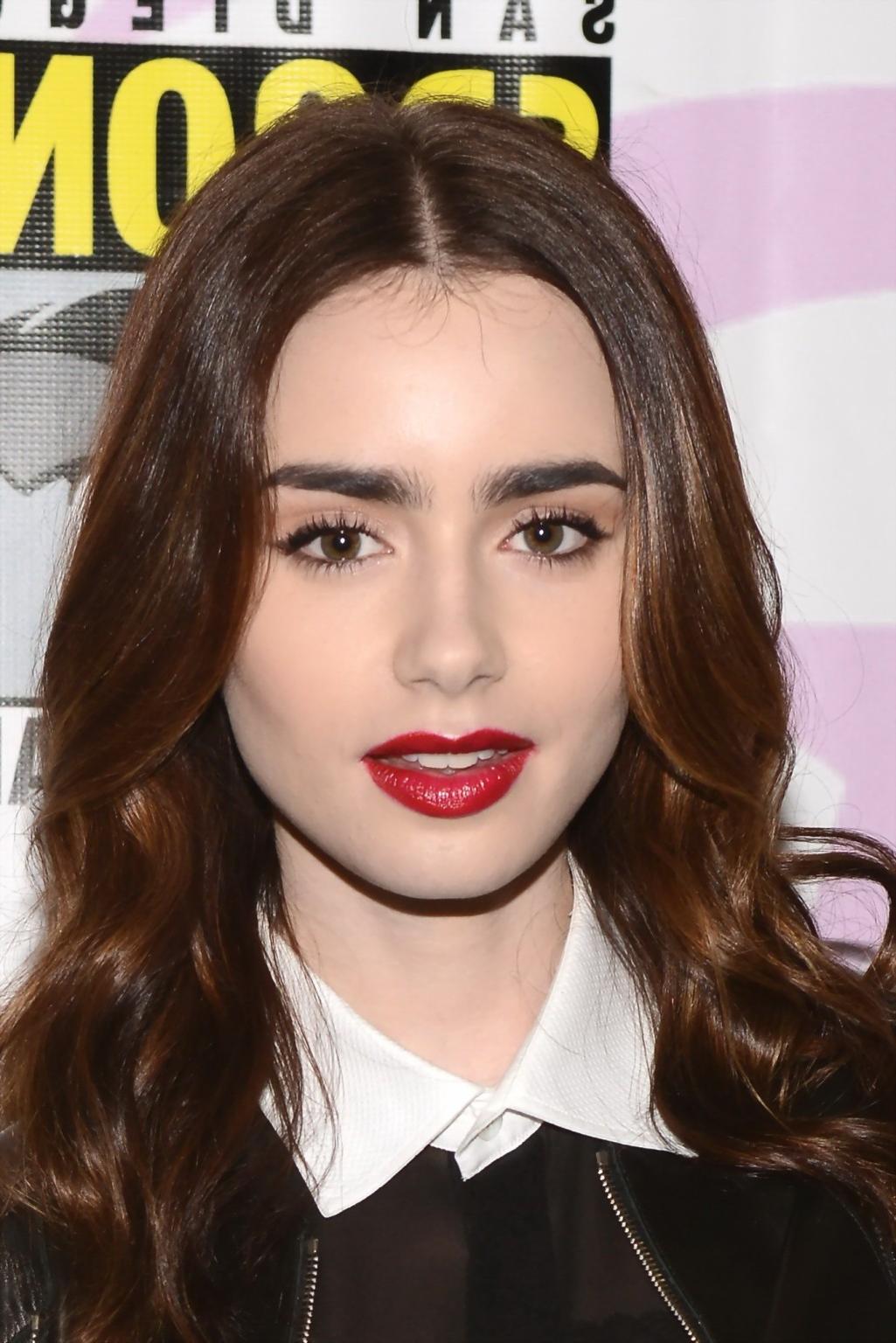16P Lily Collins leggy and see-thru to bra at 2013 WonderCon in Anaheim and at Chane