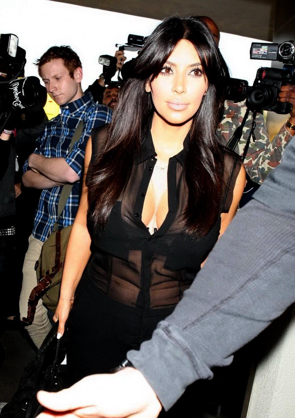 10P Pregnant Kim Kardashian see through to bra out in LA