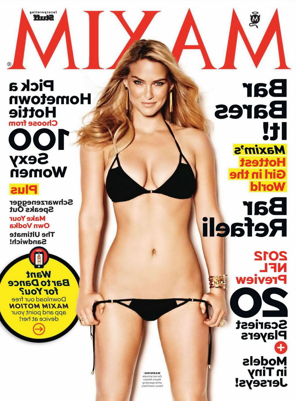 10P Bar Refaeli naked but hiding in new Maxim Magazine and Elle France issues