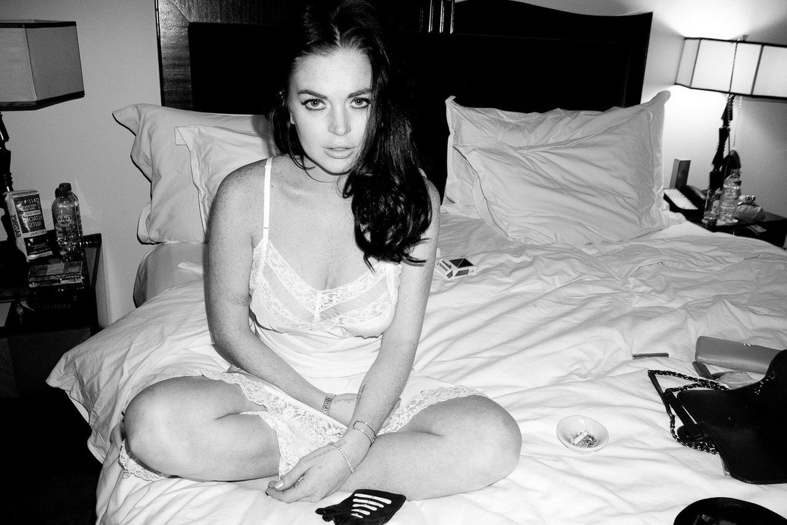 10P Lindsay Lohan showing boobs in see through bra for Terry Richardson photoshoot