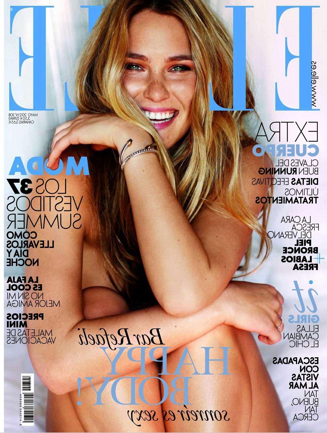 10P Bar Refaeli showing ass but hiding boobs in May 2012 issue of Elle Spain