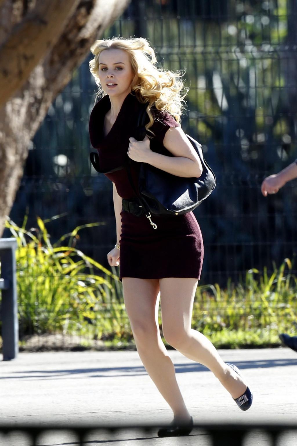 16P Helena Mattsson upskirt while changing her shoes on the set of 'Seven Psychopath