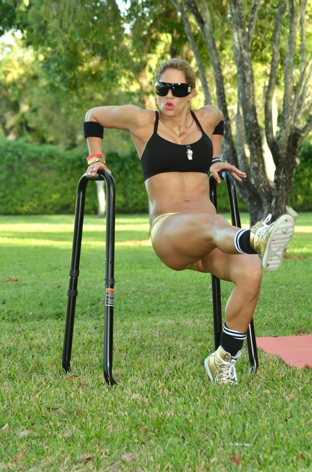 16P Jennifer Nicole Lee in sports bra  tiny shorts working out in a Park in Miami
