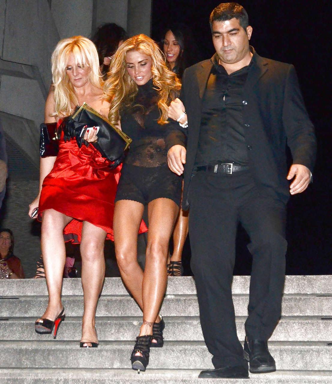 16P Katie Price showing bra and panties in see thru dress paparazzi photos